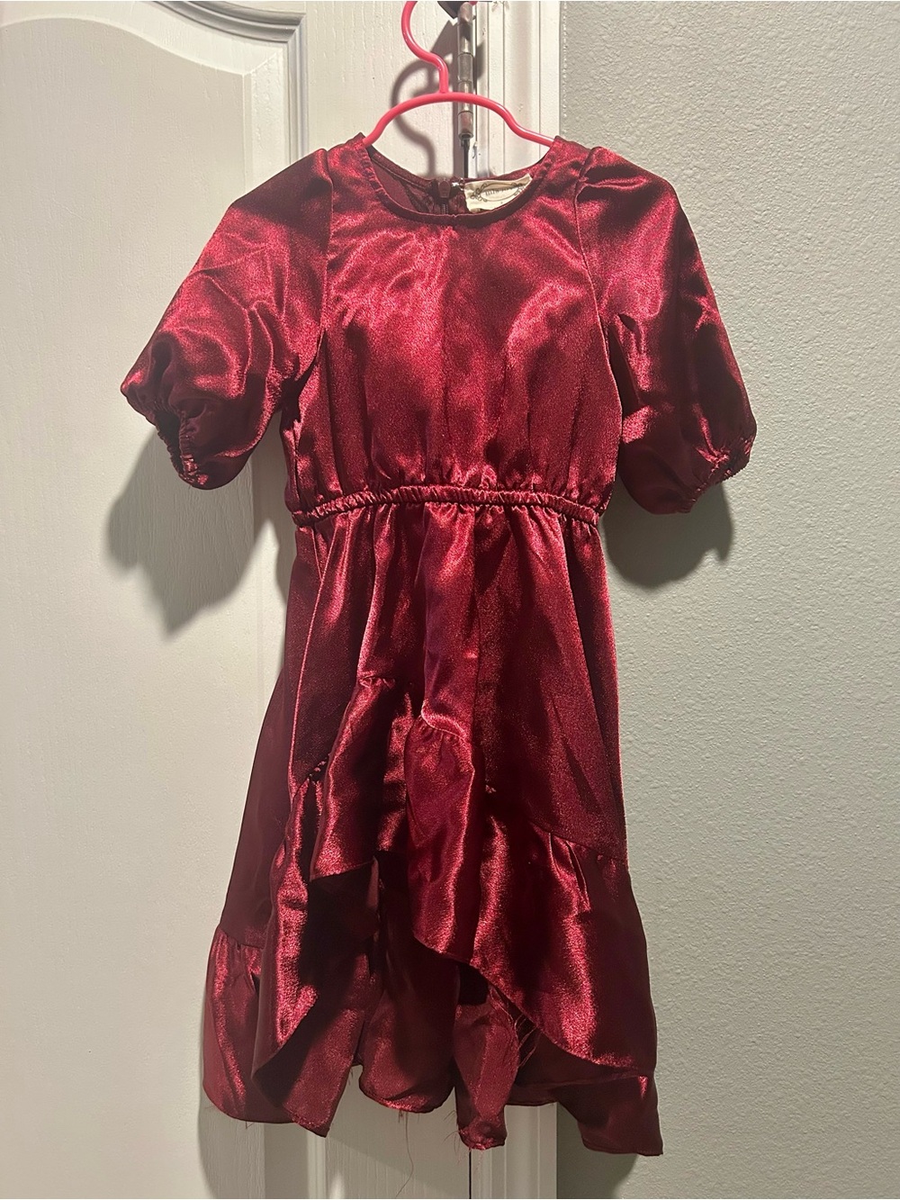 Joyfolie Girls Burgundy Puff-Sleeve Party Dress